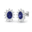 2.50ct Tanzanite & Diamond Oval Cluster Earrings 18k White Gold - All Diamond