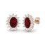 2.55ct Ruby & Diamond Oval Cluster Earrings 18k Rose Gold