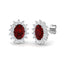 2.55ct Ruby & Diamond Oval Cluster Earrings 18k White Gold
