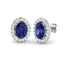 3.60ct Tanzanite & Diamond Oval Cluster Earrings 18k White Gold - All Diamond