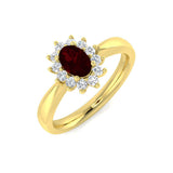 Oval 0.50ct Ruby 0.20ct Diamond Cluster Ring 18k Yellow Gold