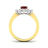 Oval 1.50ct Ruby 0.50ct Diamond Cluster Ring 18k Yellow Gold