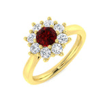 Round 0.70ct Ruby 0.60ct Diamond Cluster Ring 18k Yellow Gold