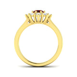 Round 0.70ct Ruby 0.60ct Diamond Cluster Ring 18k Yellow Gold