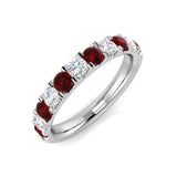 Ruby & Diamond Half Eternity Ring 1.30ct in 18k White Gold