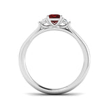 0.60ct Ruby with 0.20ct Diamond Trilogy Ring 18k White Gold