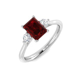 1.14ct Ruby with 0.21ct Diamond Trilogy Ring 18k White Gold