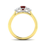 0.85ct Ruby And 0.30ct Diamond Trilogy Ring in 18k Yellow Gold