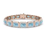 Aquamarine & Diamond Halo Bracelet 14.00ct in 18k Rose Gold - All Diamond