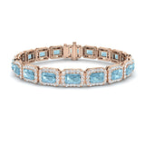 Aquamarine & Diamond Halo Bracelet 14.00ct in 18k Rose Gold - All Diamond