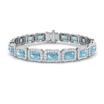 Aquamarine & Diamond Halo Bracelet 14.00ct in 18k White Gold - All Diamond