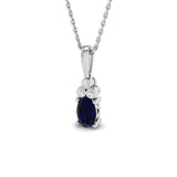Blue Sapphire 0.60ct and 0.03ct Diamond Necklace in 9k White Gold - All Diamond