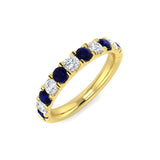 Blue Sapphire & Diamond Half Eternity Ring 1.25ct in 18k Yellow Gold - All Diamond