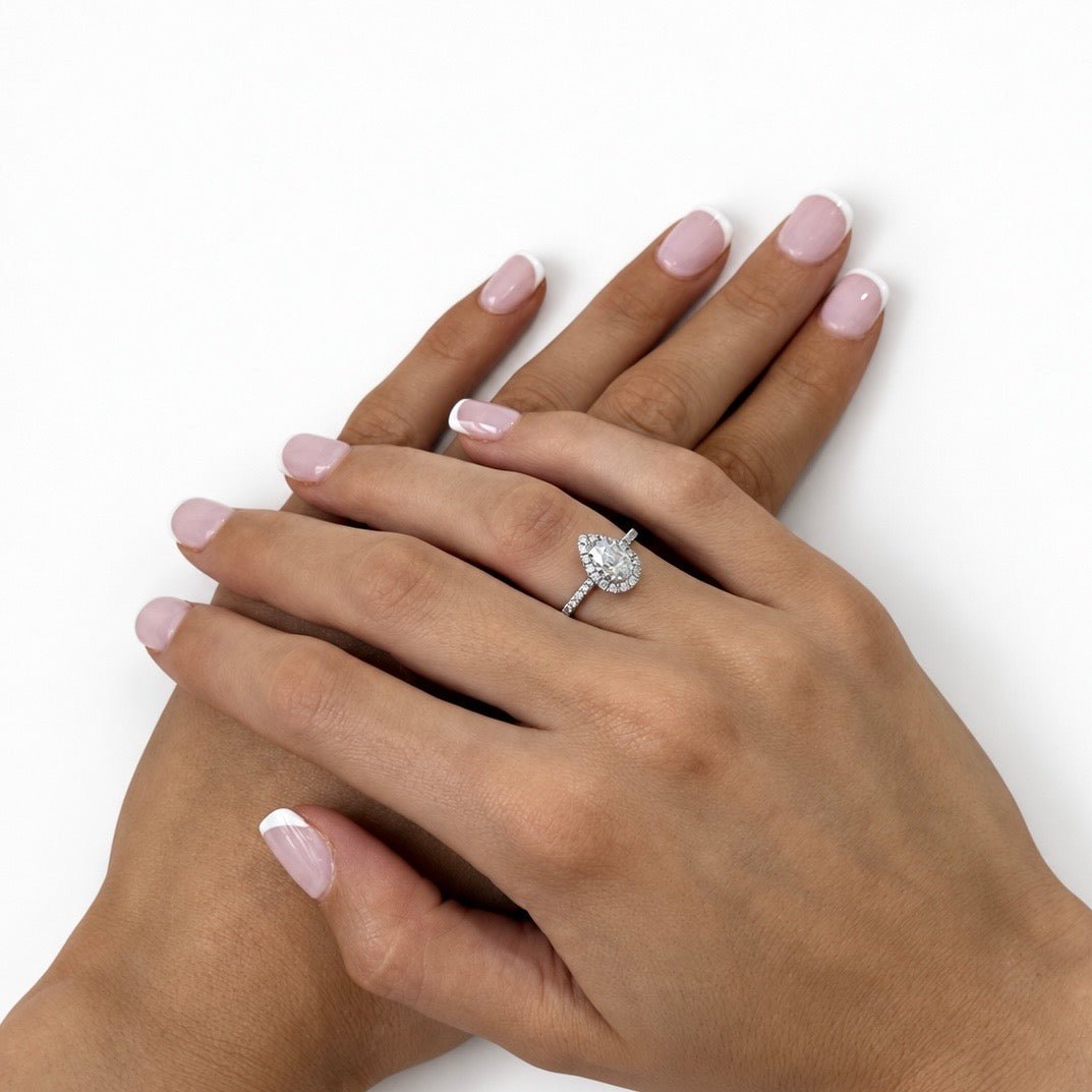 Certified Diamond Halo Pear Engagement Ring 1.15ct Platinum - All Diamond
