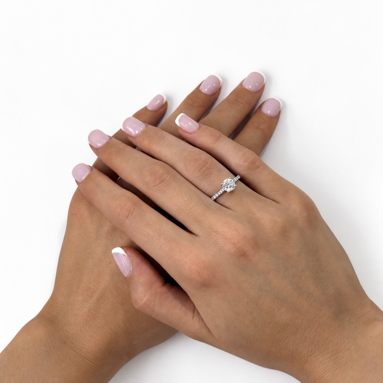 Certified Diamond Round Side Stone Engagement Ring 1.25ct G/SI Platinum - All Diamond