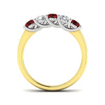 Classic 0.55ct Ruby 0.30ct Diamond Five Stone Ring 18k Yellow Gold - All Diamond