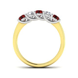 Classic 0.55ct Ruby 0.30ct Diamond Five Stone Ring 18k Yellow Gold - All Diamond