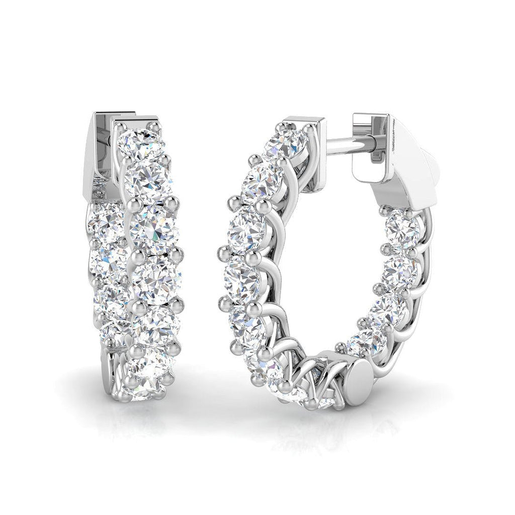 Classic Diamond Hoop Earrings 1.75ct G/SI 18k White Gold 18.0mm - All Diamond