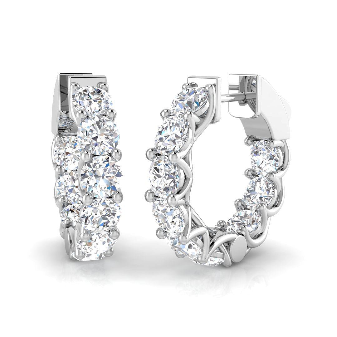 Classic Diamond Hoop Earrings 4.50ct G/SI 18k White Gold 20.5mm - All Diamond