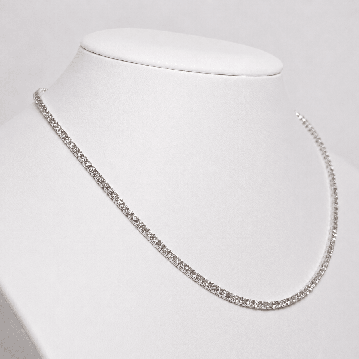 Classic Diamond Tennis Necklace 12.00ct G/SI Quality 18k White Gold - All Diamond