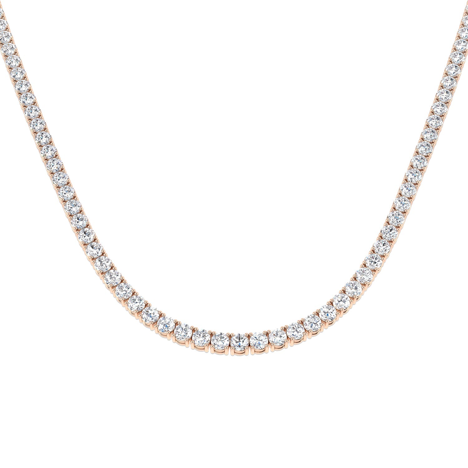 Classic Diamond Tennis Necklace 12.20ct G/SI Quality 18k Rose Gold - All Diamond