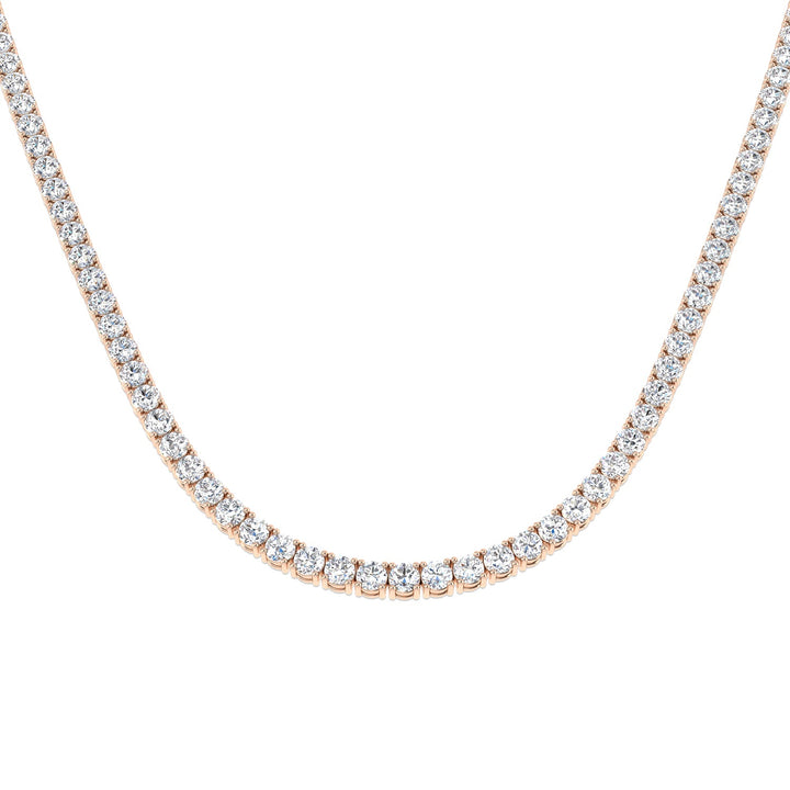 Classic Diamond Tennis Necklace 12.20ct G/SI Quality 18k Rose Gold
