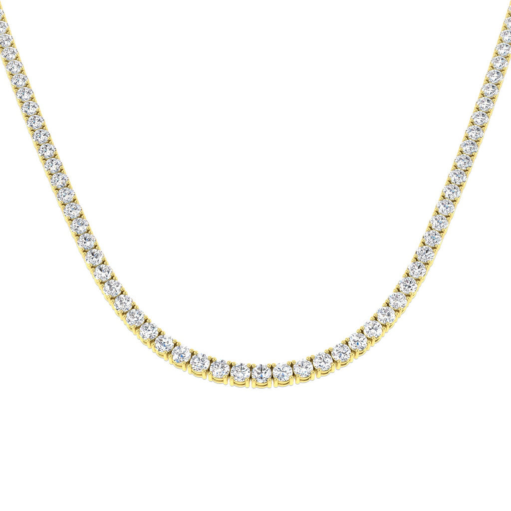 Classic Diamond Tennis Necklace 12.20ct G/SI Quality 18k Yellow Gold - All Diamond
