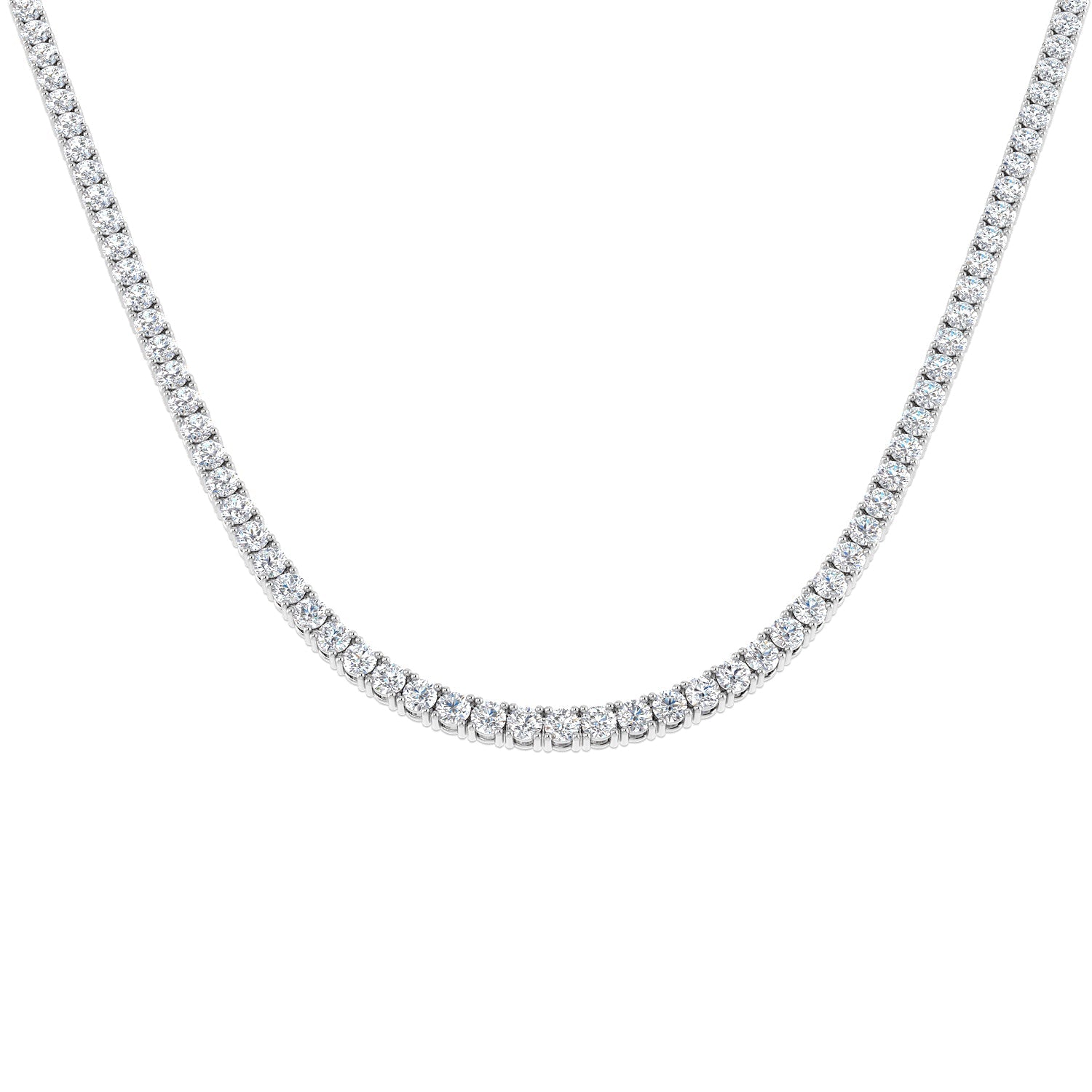Classic Diamond Tennis Necklace 14.00ct G/SI Quality 18k White Gold - All Diamond