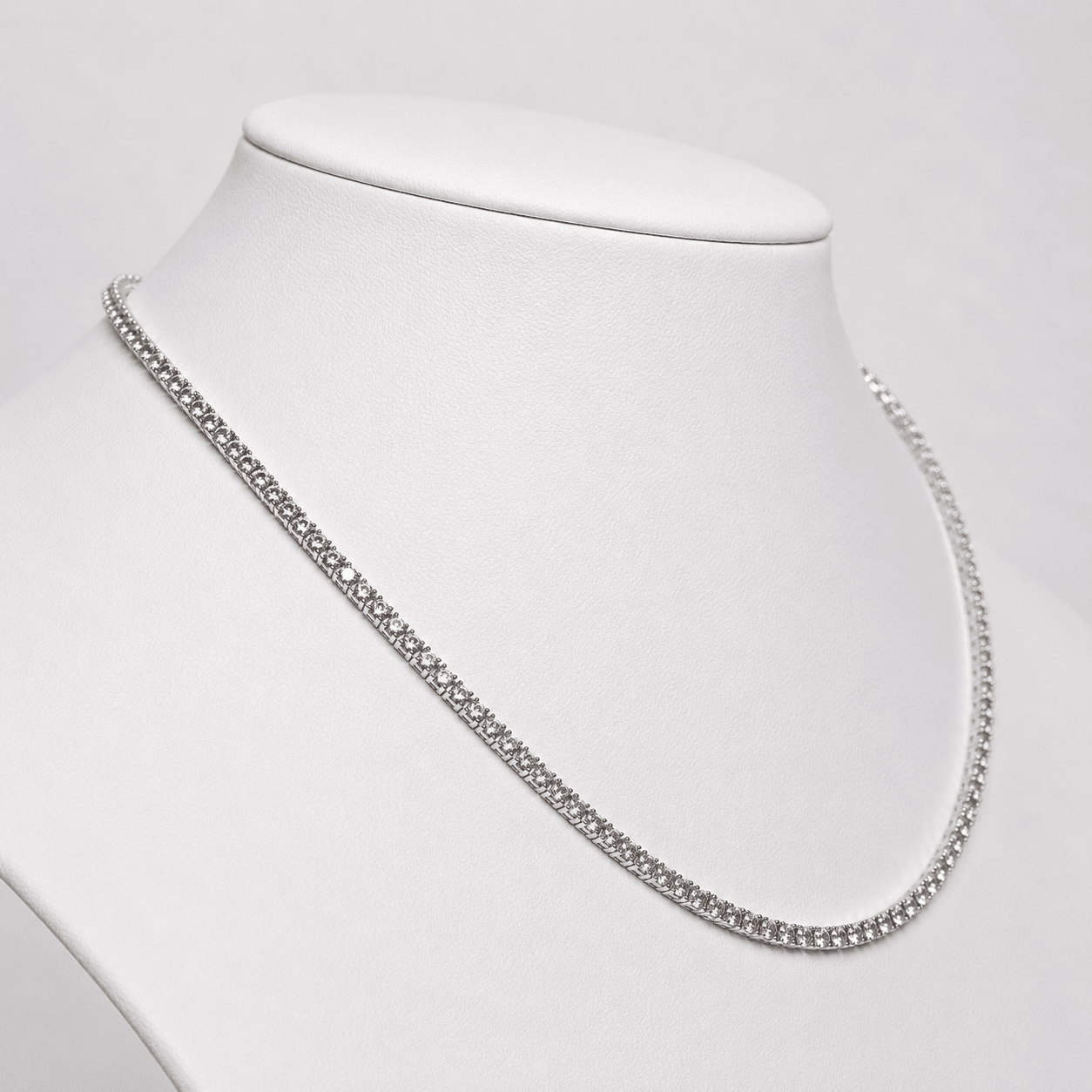 Classic Diamond Tennis Necklace 14.00ct G/SI Quality 18k White Gold - All Diamond