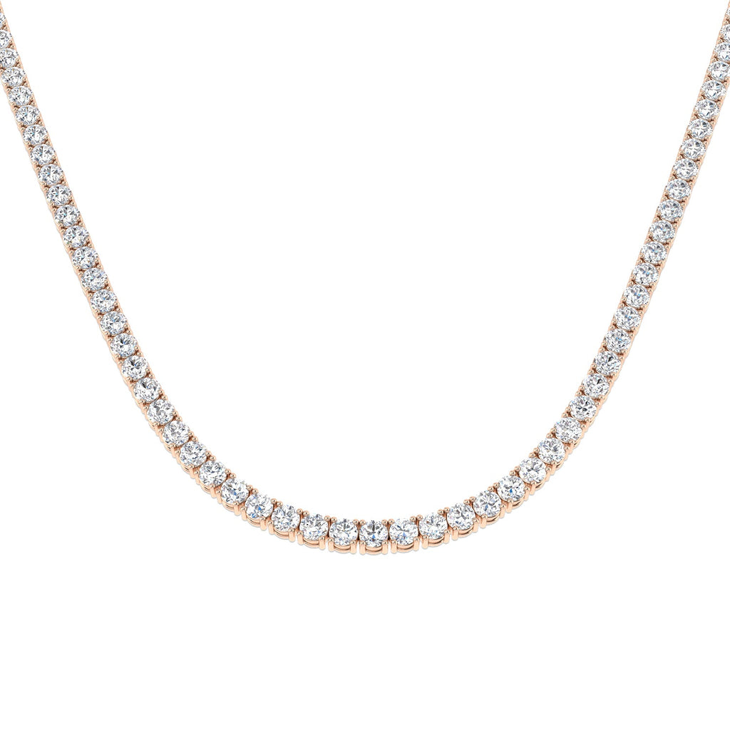 Classic Diamond Tennis Necklace 16.20ct G/SI Quality 18k Rose Gold - All Diamond