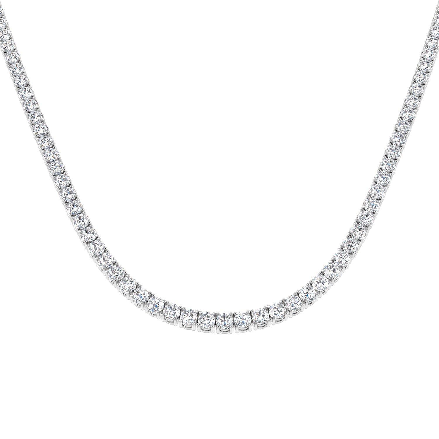 Classic Diamond Tennis Necklace 21.10ct G/SI Quality 18k White Gold - All Diamond