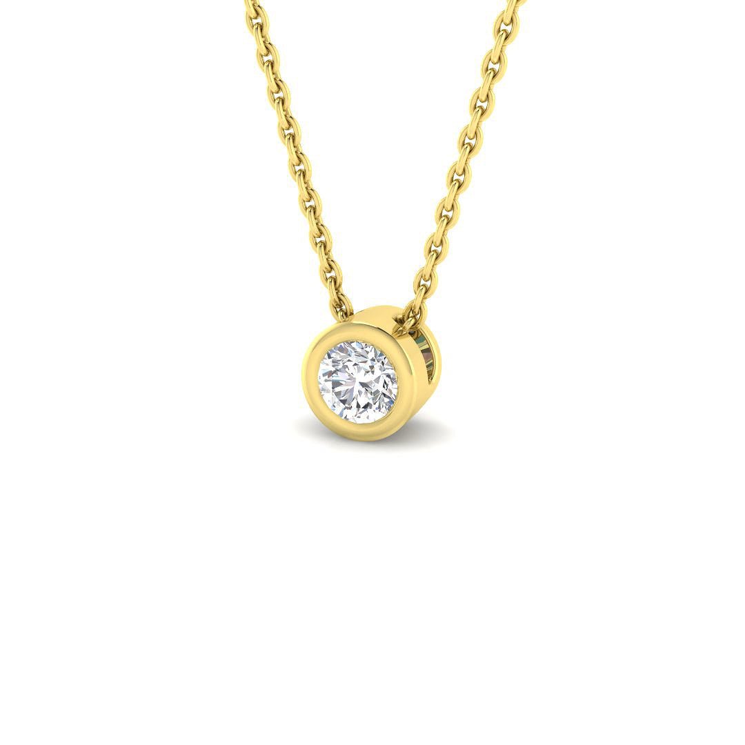 Classic Rub Over Diamond Solitaire Pendant 0.20ct G/SI 18k Yellow Gold - All Diamond