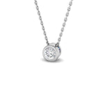 Classic Rub Over Diamond Solitaire Pendant 0.25ct G/SI 18k White Gold - All Diamond