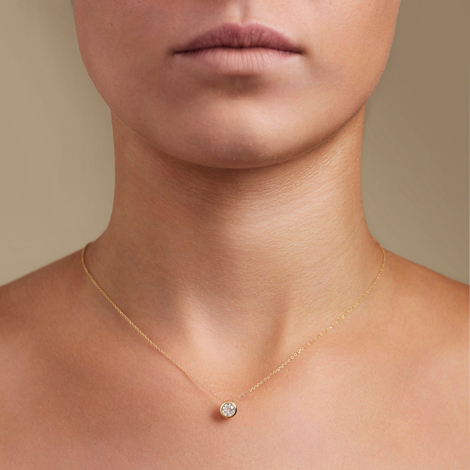 Classic Rub Over Diamond Solitaire Pendant G/SI 18k Rose