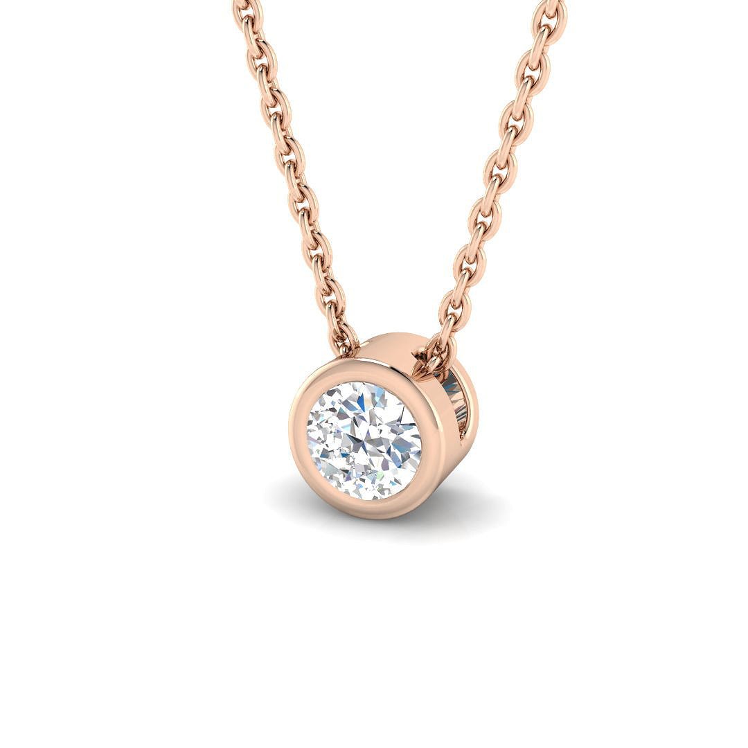 Classic Rub Over Diamond Solitaire Pendant 0.50ct G/SI 18k Rose Gold - All Diamond