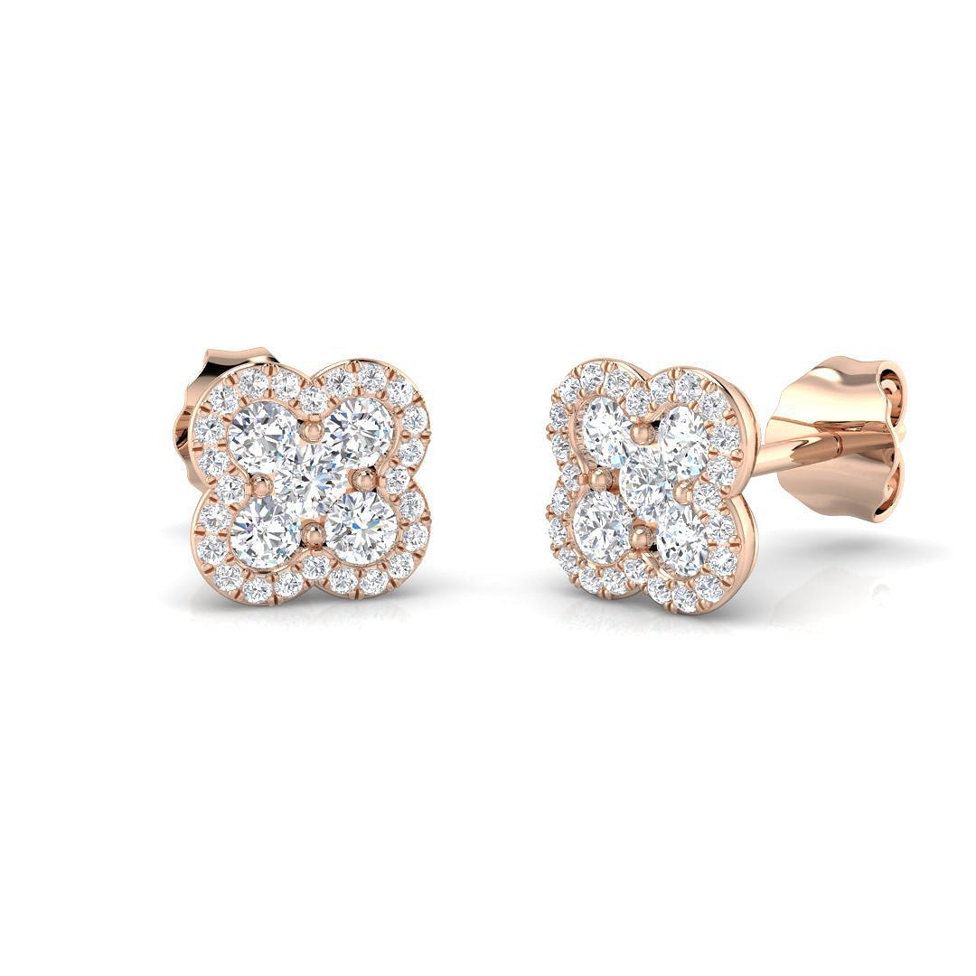 Cluster Diamond Earrings 0.50ct G/SI Quality 18k Rose Gold 7.0mm - All Diamond