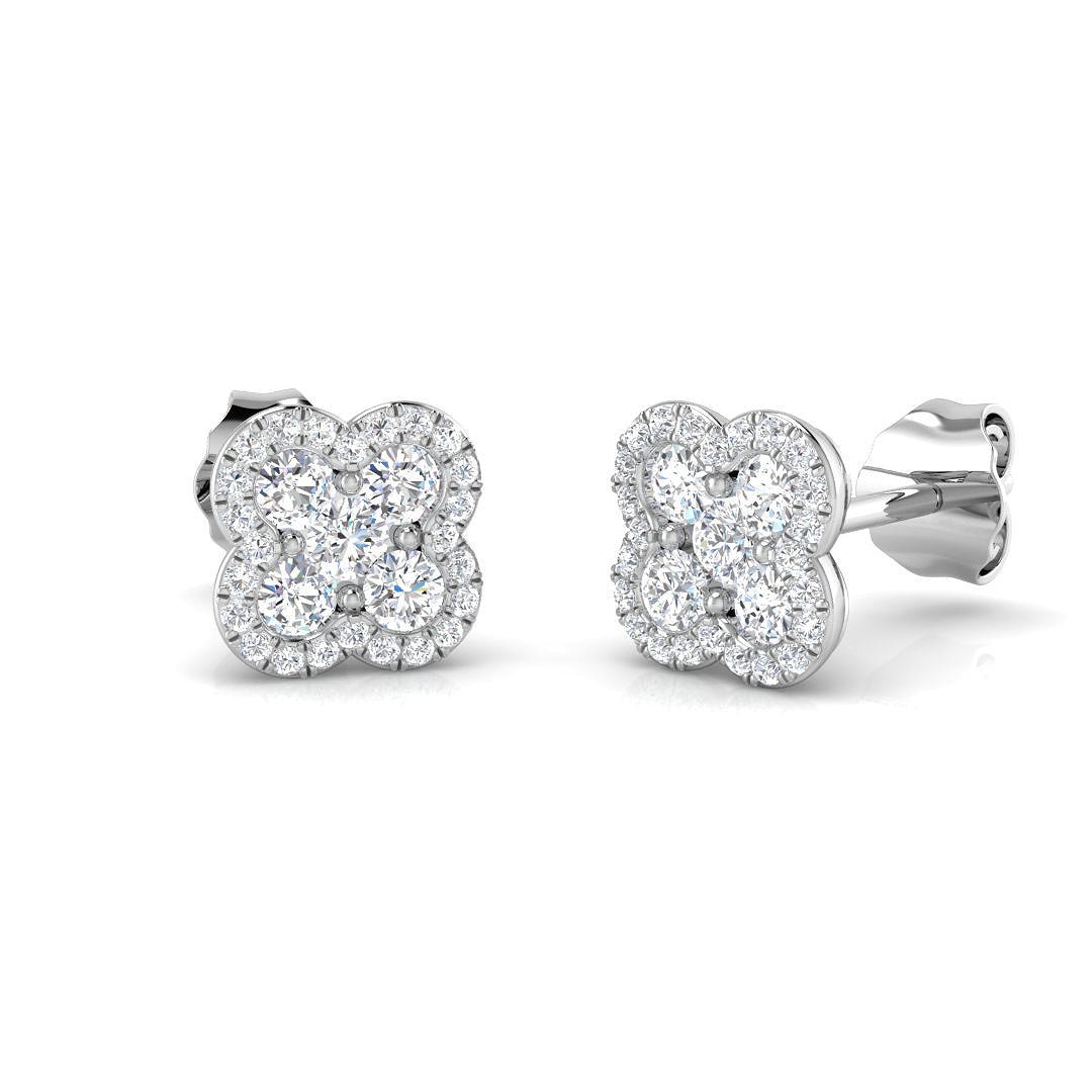 Cluster Diamond Earrings 0.50ct G/SI Quality 18k White Gold 7.0mm - All Diamond