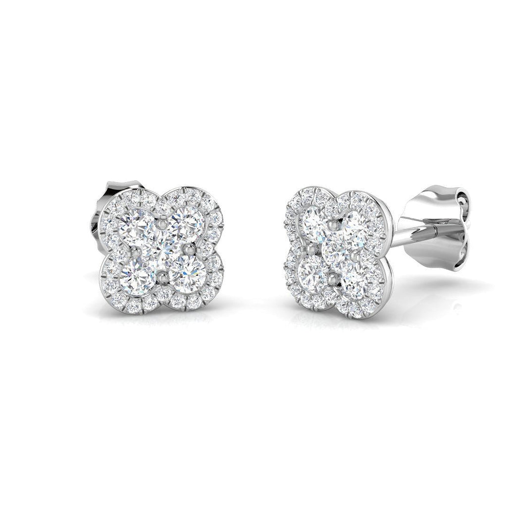 Cluster Diamond Earrings 0.50ct G/SI Quality 18k White Gold 7.0mm - All Diamond