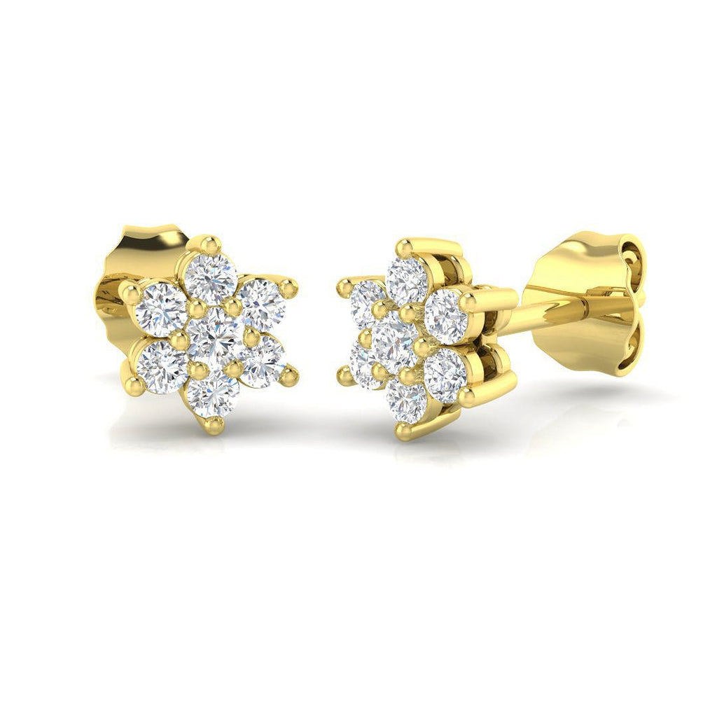 Daisy Diamond Cluster Earrings 0.25ct G/SI in 9k Yellow Gold - All Diamond