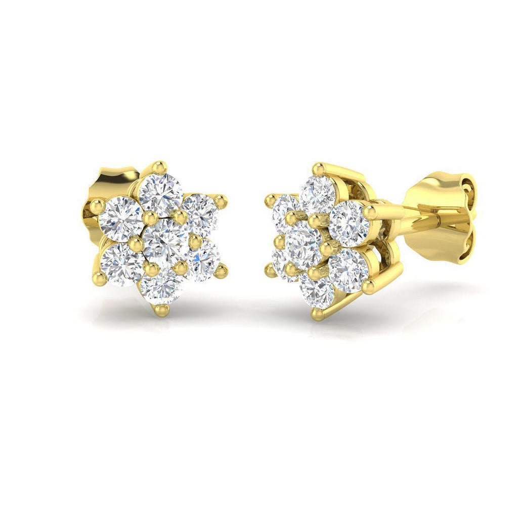 Daisy Diamond Cluster Earrings 0.50ct G/SI in 18k Yellow Gold - All Diamond