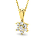 Daisy Diamond Cluster Pendant Necklace 0.25ct G/SI 18k Yellow Gold - All Diamond