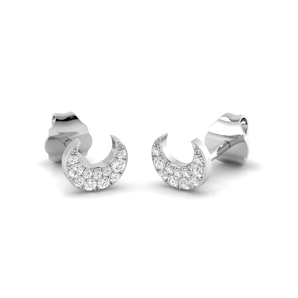 Diamond 0.07ct G/SI Moon Stud Earrings in 9k White Gold - All Diamond