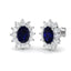 Diamond & Blue Sapphire Oval Cluster Earrings 3.60ct 18k White Gold - All Diamond