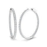 Diamond Claw Hoop Earrings 1.50ct G/SI Quality 18k White Gold 34.0mm - All Diamond