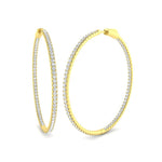 Diamond Claw Hoop Earrings 3.25ct G/SI Quality 18k Yellow Gold 54.0mm - All Diamond