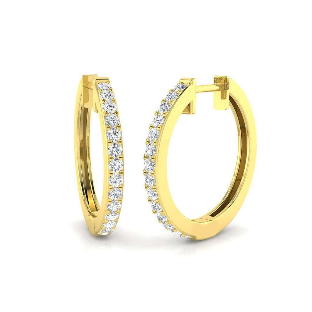 Diamond Claw Set Hoop Earrings 0.50ct G/SI Quality 18k Yellow Gold - All Diamond
