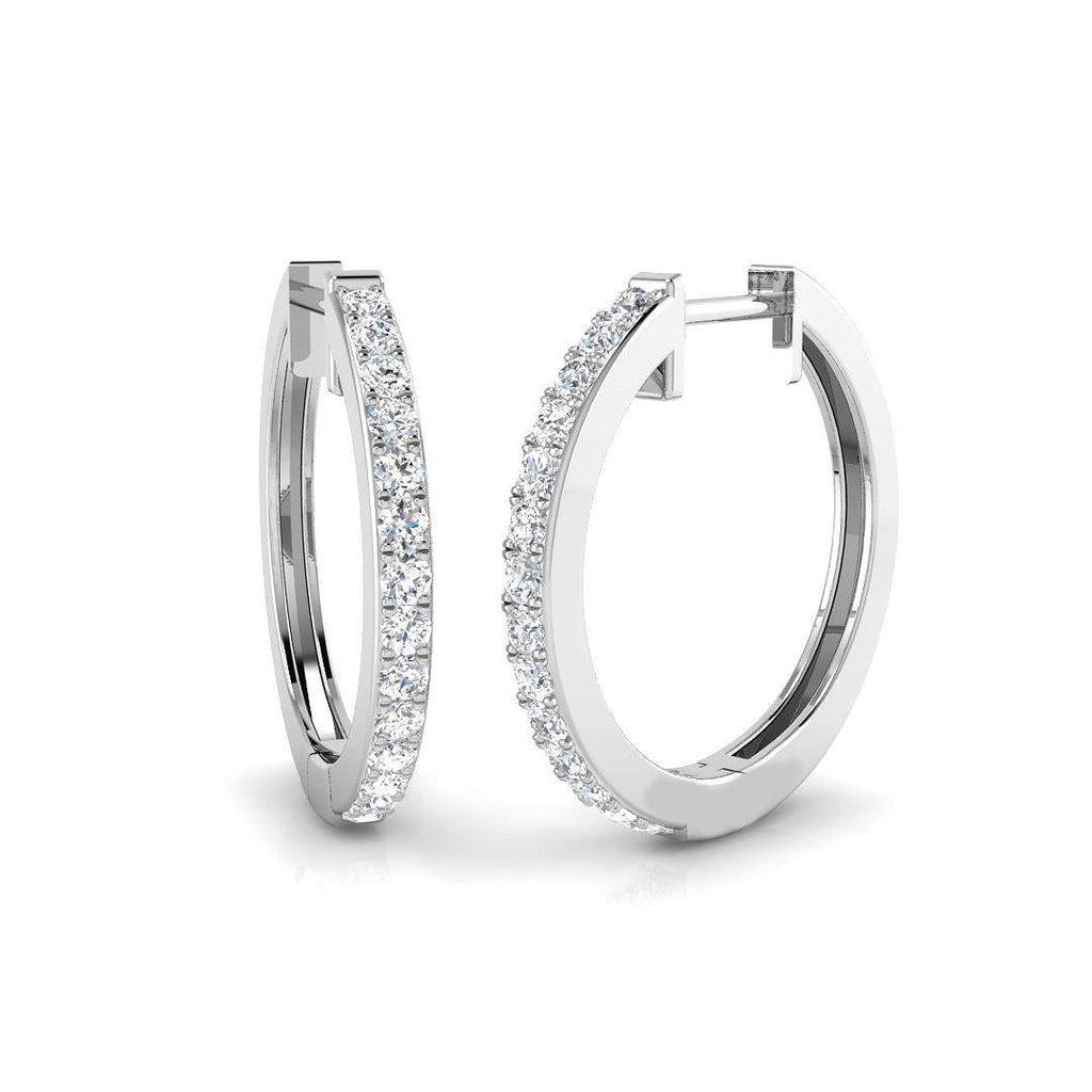 Diamond Claw Set Hoop Earrings 0.50ct G/SI Quality 9k White Gold - All Diamond