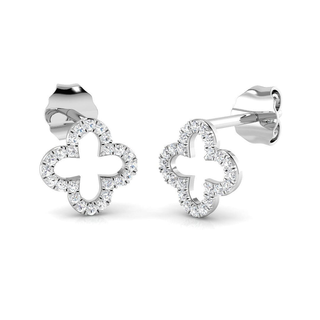 Diamond Clover Earrings 0.20ct G/SI Quality in 9k White Gold - All Diamond