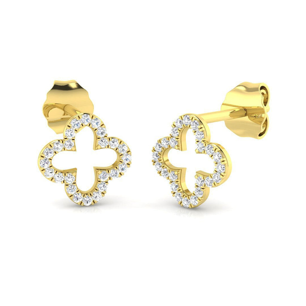 Diamond Clover Earrings 0.20ct G/SI Quality in 9k Yellow Gold - All Diamond
