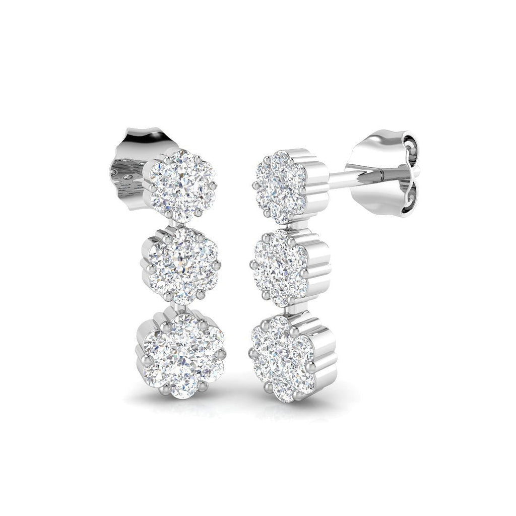 Diamond Cluster Drop Earrings 0.50ct G/SI Quality set in 18k White Gold - All Diamond